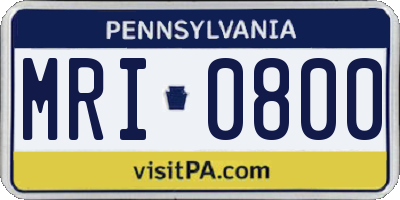PA license plate MRI0800