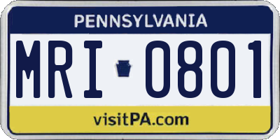 PA license plate MRI0801