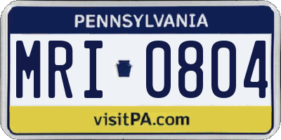 PA license plate MRI0804