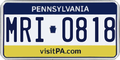 PA license plate MRI0818