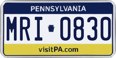 PA license plate MRI0830