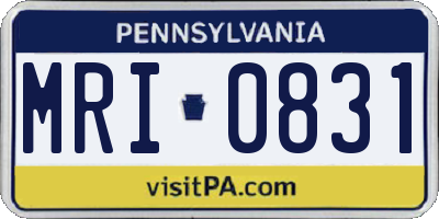 PA license plate MRI0831