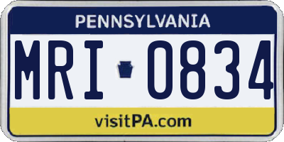 PA license plate MRI0834