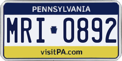 PA license plate MRI0892
