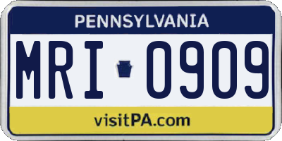 PA license plate MRI0909