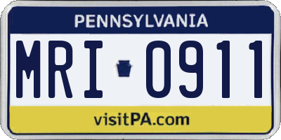 PA license plate MRI0911