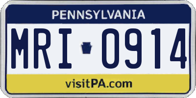 PA license plate MRI0914