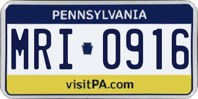 PA license plate MRI0916