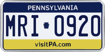 PA license plate MRI0920