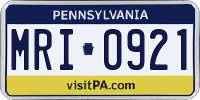 PA license plate MRI0921