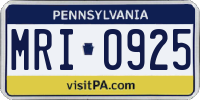 PA license plate MRI0925