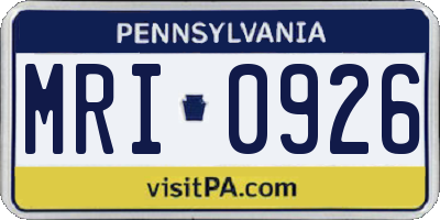PA license plate MRI0926