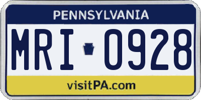 PA license plate MRI0928