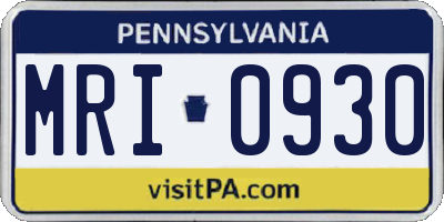 PA license plate MRI0930