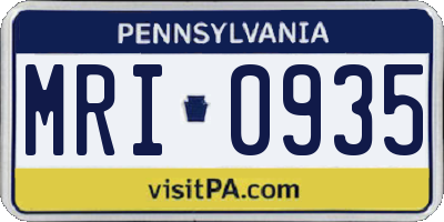 PA license plate MRI0935