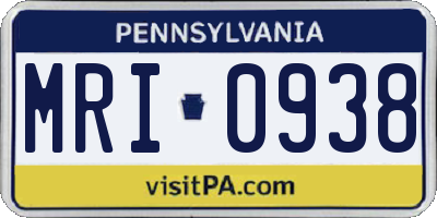 PA license plate MRI0938