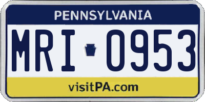 PA license plate MRI0953