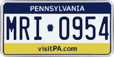 PA license plate MRI0954
