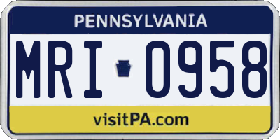 PA license plate MRI0958
