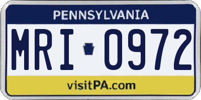 PA license plate MRI0972