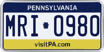 PA license plate MRI0980