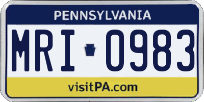 PA license plate MRI0983