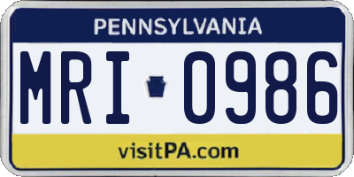 PA license plate MRI0986