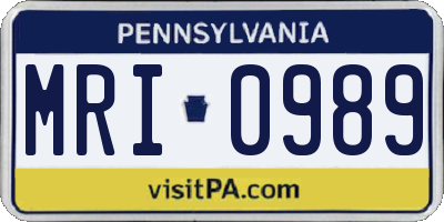 PA license plate MRI0989