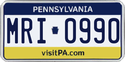PA license plate MRI0990