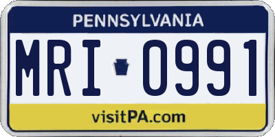 PA license plate MRI0991