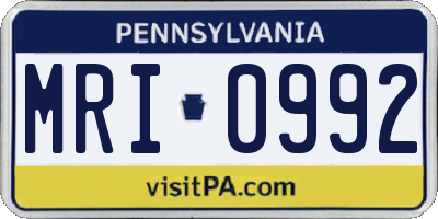PA license plate MRI0992