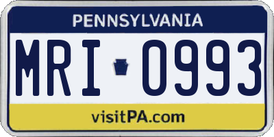 PA license plate MRI0993