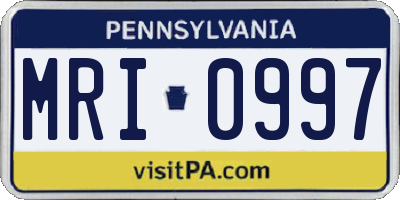 PA license plate MRI0997