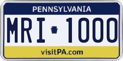 PA license plate MRI1000