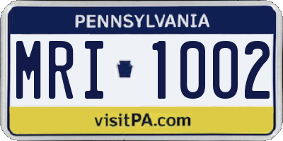 PA license plate MRI1002