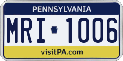 PA license plate MRI1006