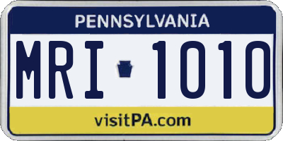 PA license plate MRI1010