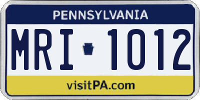 PA license plate MRI1012