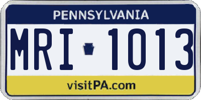 PA license plate MRI1013
