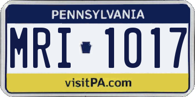 PA license plate MRI1017