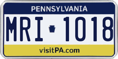 PA license plate MRI1018