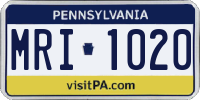 PA license plate MRI1020