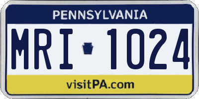 PA license plate MRI1024