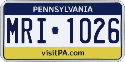 PA license plate MRI1026