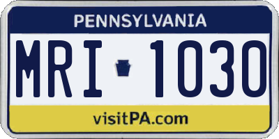 PA license plate MRI1030