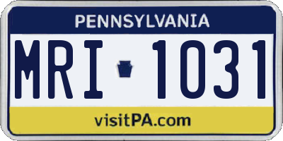 PA license plate MRI1031