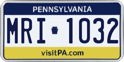 PA license plate MRI1032
