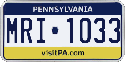 PA license plate MRI1033