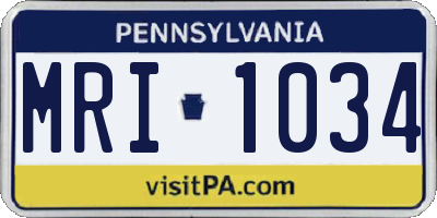 PA license plate MRI1034