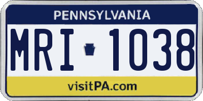PA license plate MRI1038
